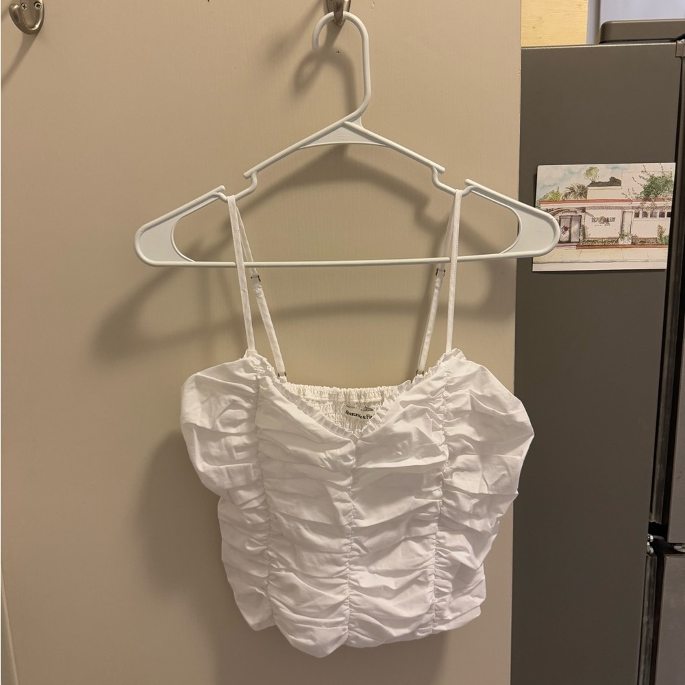 White Ruched Spaghetti Strap Top
